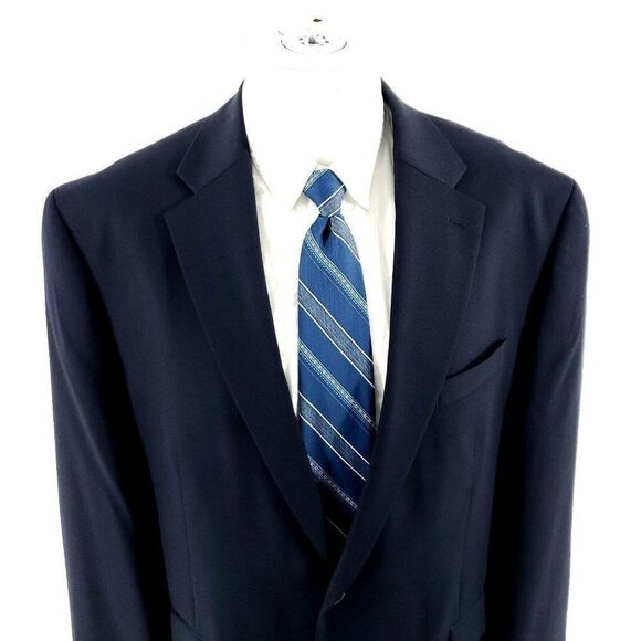 Lauren Ralph Lauren Wool 2 Button Blazer 44R Or Slim 46R Blue - Picture 1 of 10